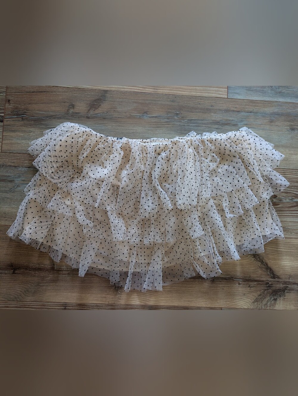 Arula Altar'd State Cream & Black Polka-Dot Ruffle Mini Tulle Skirt